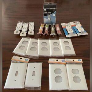GE General Electric Lot Of Duplex Receptacles Toggle Light Switches Wall Plates